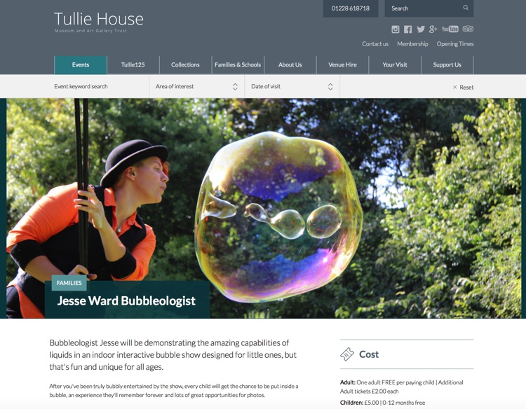 Jesse Ward Bubbleologist, Tullie House Museum February 2019